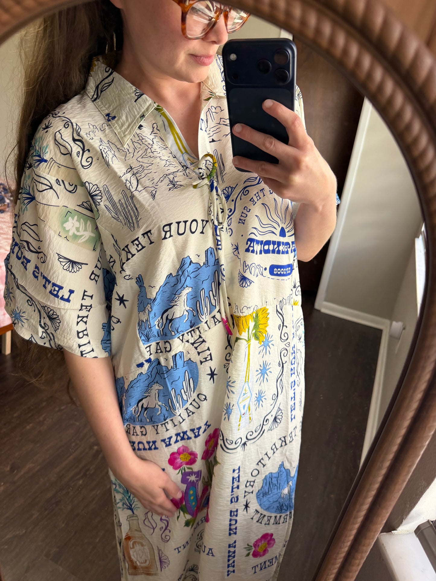 Let’s Run Away Western Midi Dress