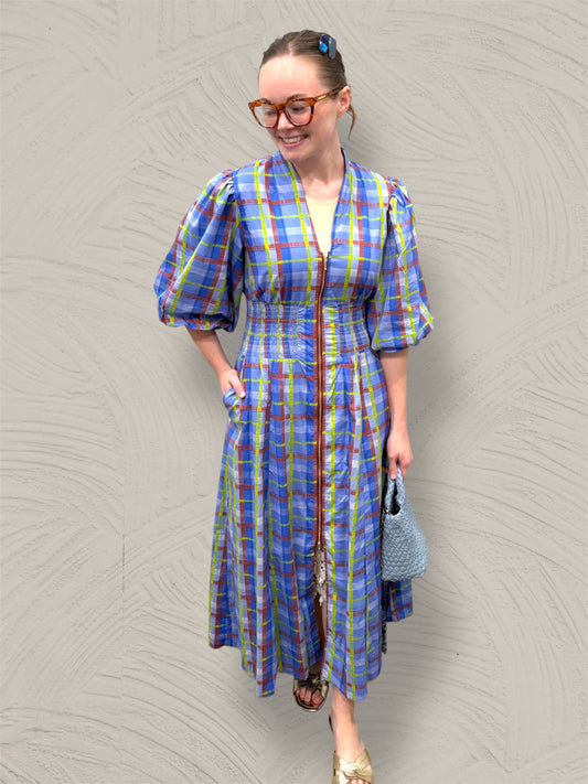 Eclectic Plaid Zip Front Dress