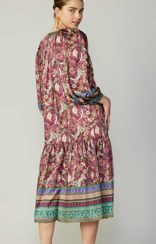 Plum Paisley Satin Dress