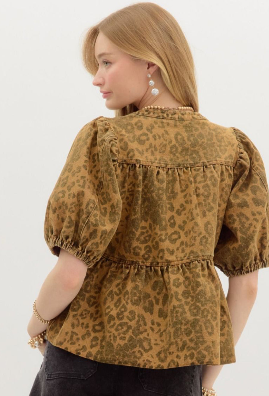 Leopard Denim Top