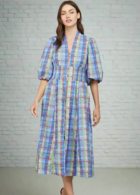 Eclectic Plaid Zip Front Dress
