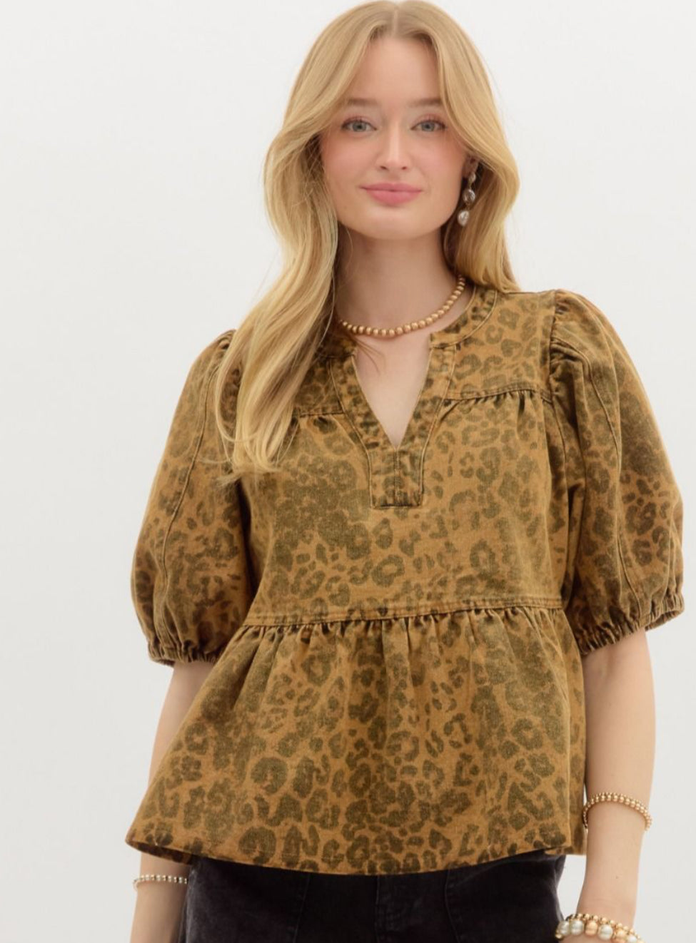 Leopard Denim Top