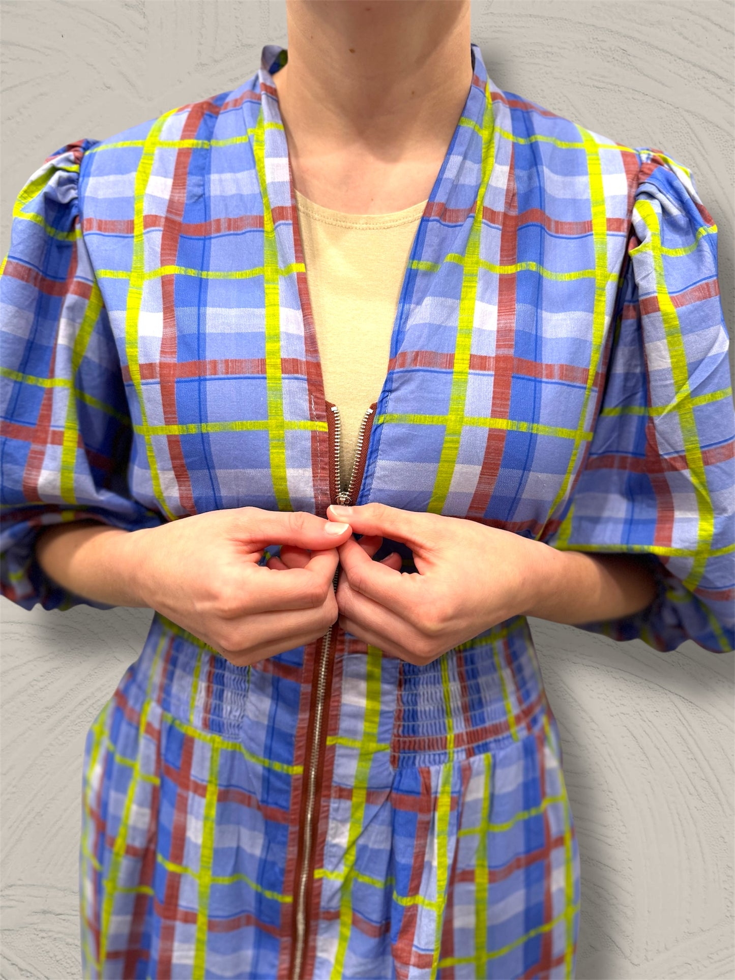 Eclectic Plaid Zip Front Dress