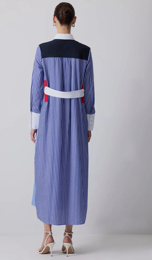 Nautical Color Block Maxi Dress