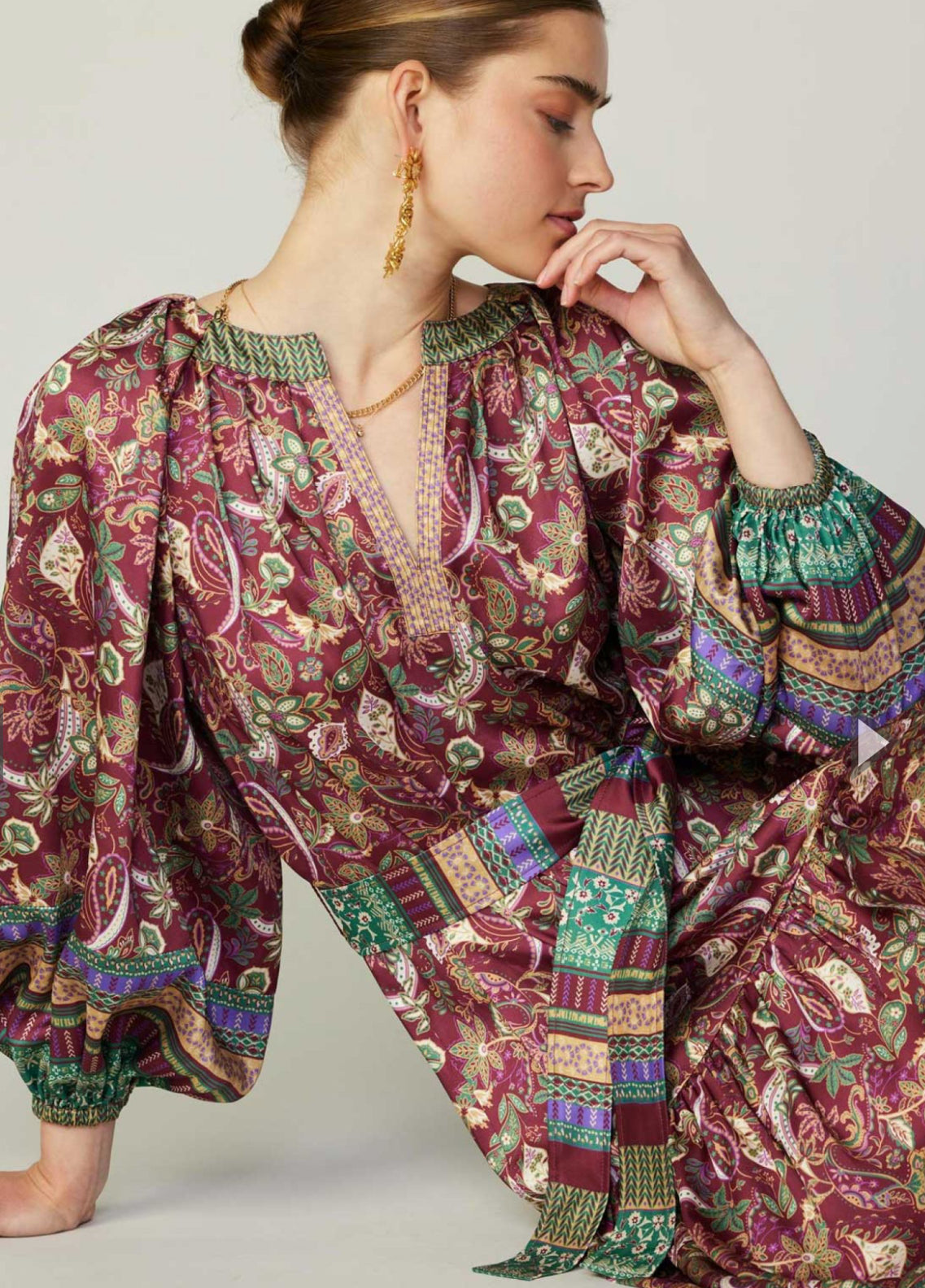 Plum Paisley Satin Dress