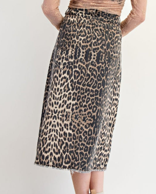 Leopard Denim Skirt