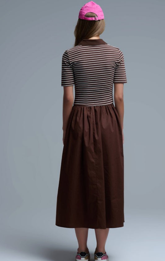 Millia Poplin Chocolate Midi Dress