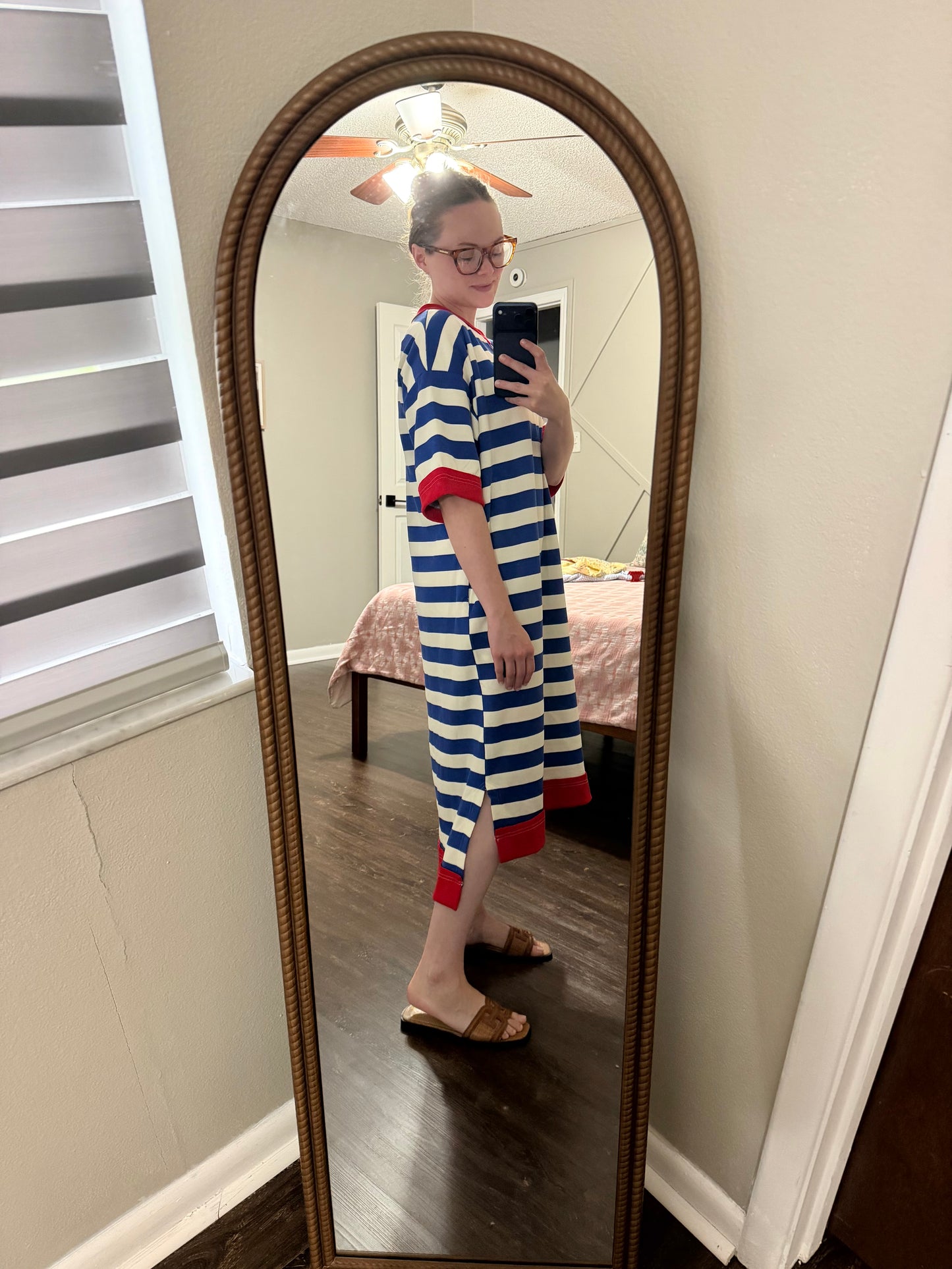 American Girl Blue Striped Midi Dress