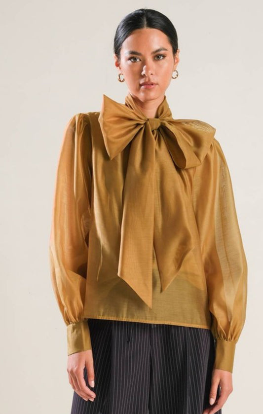 Bow Blouse in Ochre