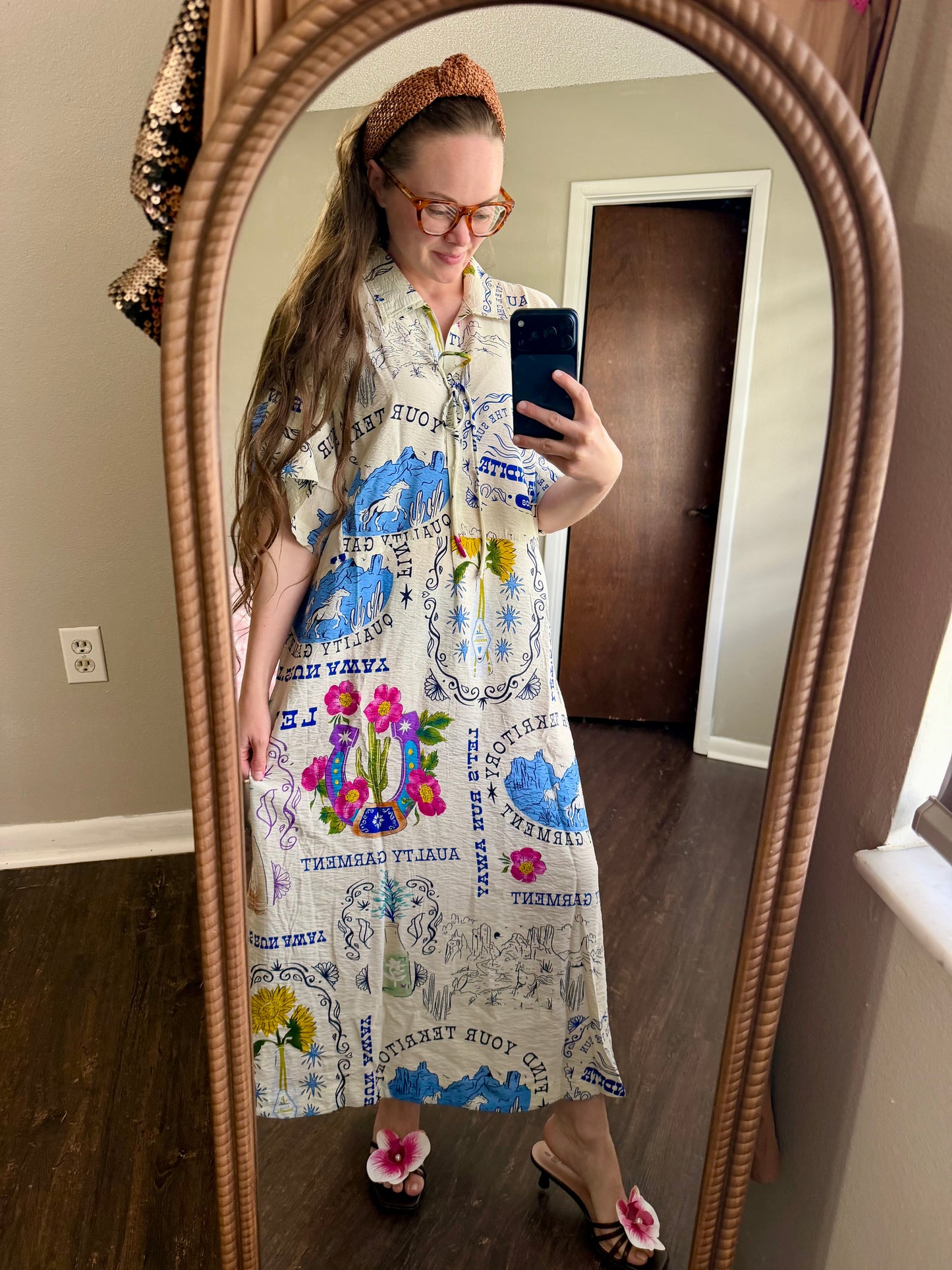 Let’s Run Away Western Midi Dress