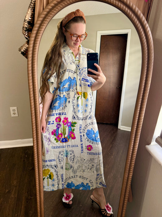 Let’s Run Away Western Midi Dress