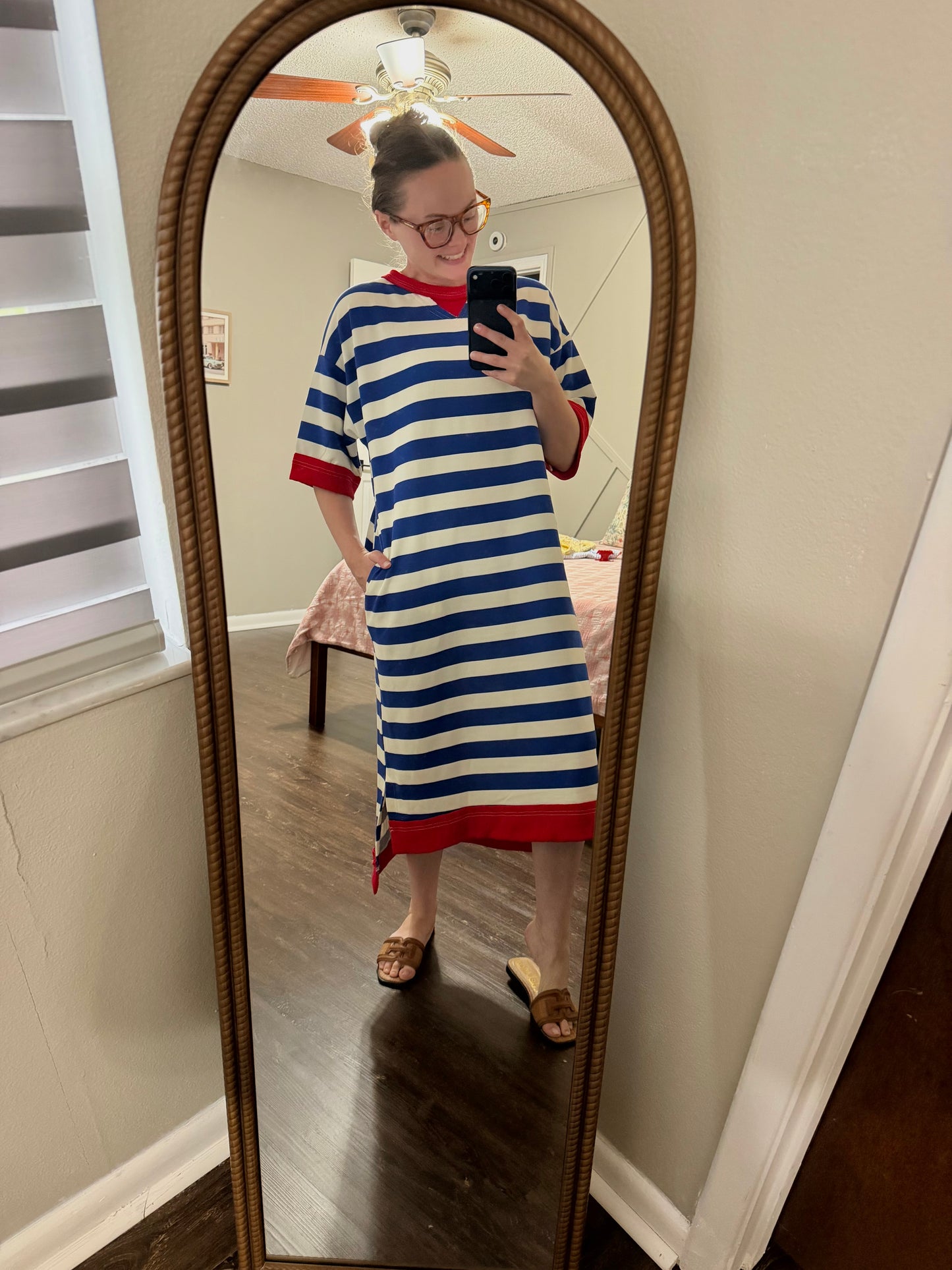 American Girl Blue Striped Midi Dress