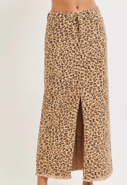 Jungle Cruise Leopard Denim Skirt