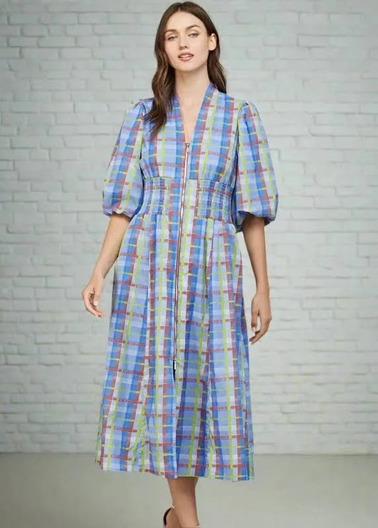 Eclectic Plaid Zip Front Dress