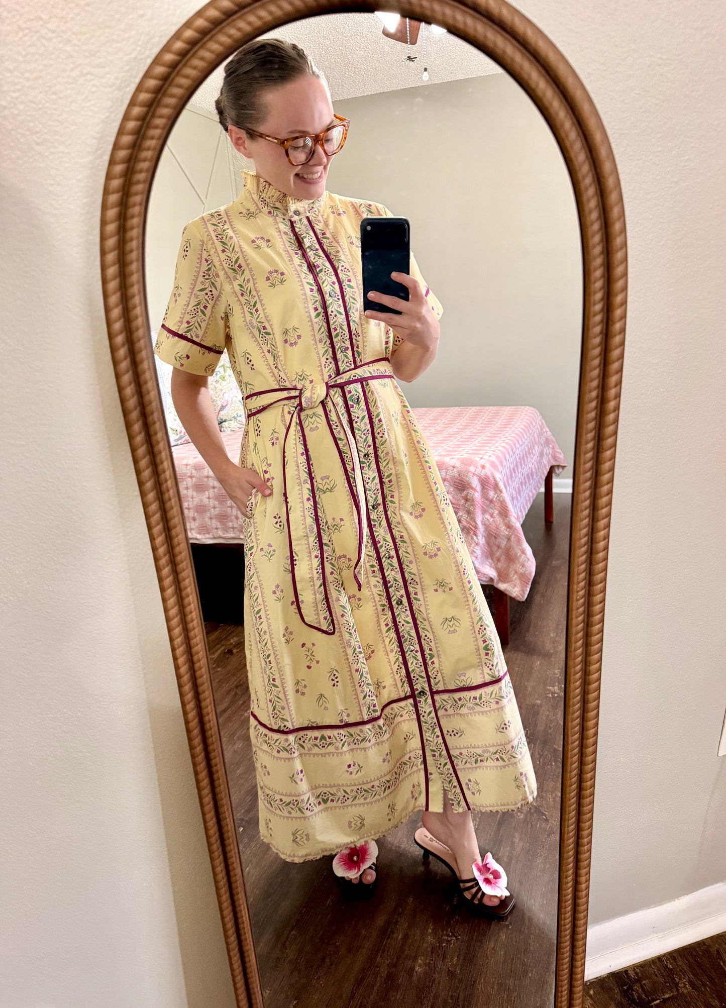 In Full Bloom Ecru Midi Dress