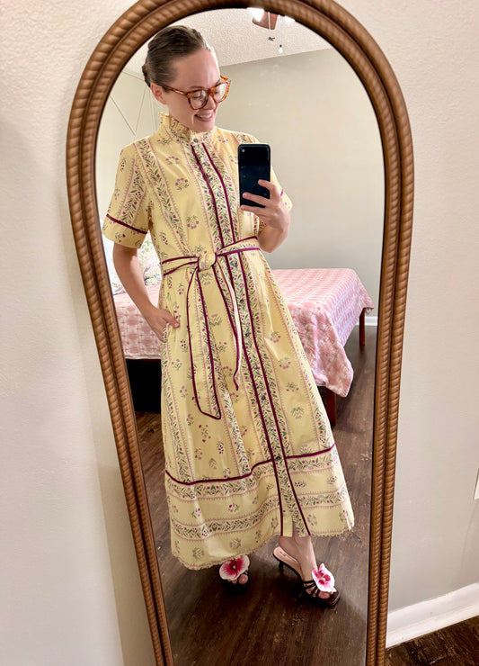 In Full Bloom Ecru Midi Dress