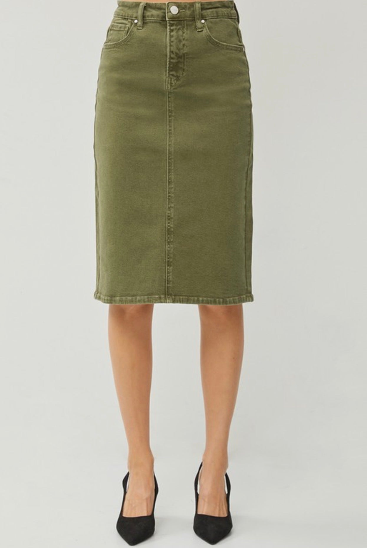 Hailey Denim Skirt - Moss Green