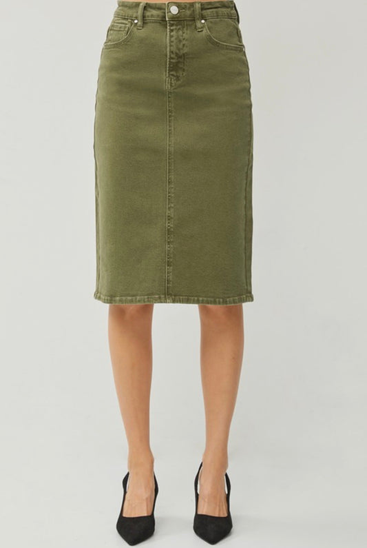 Hailey Denim Skirt - Moss Green