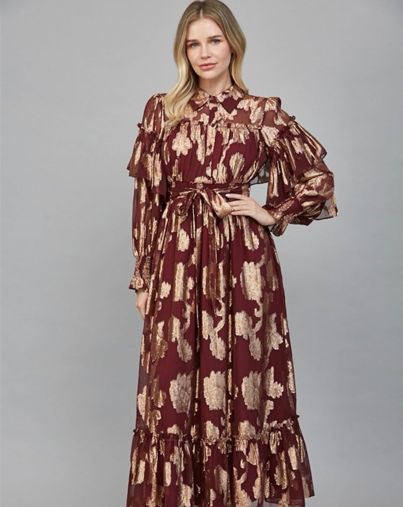 Del Rosa Metallic Dress