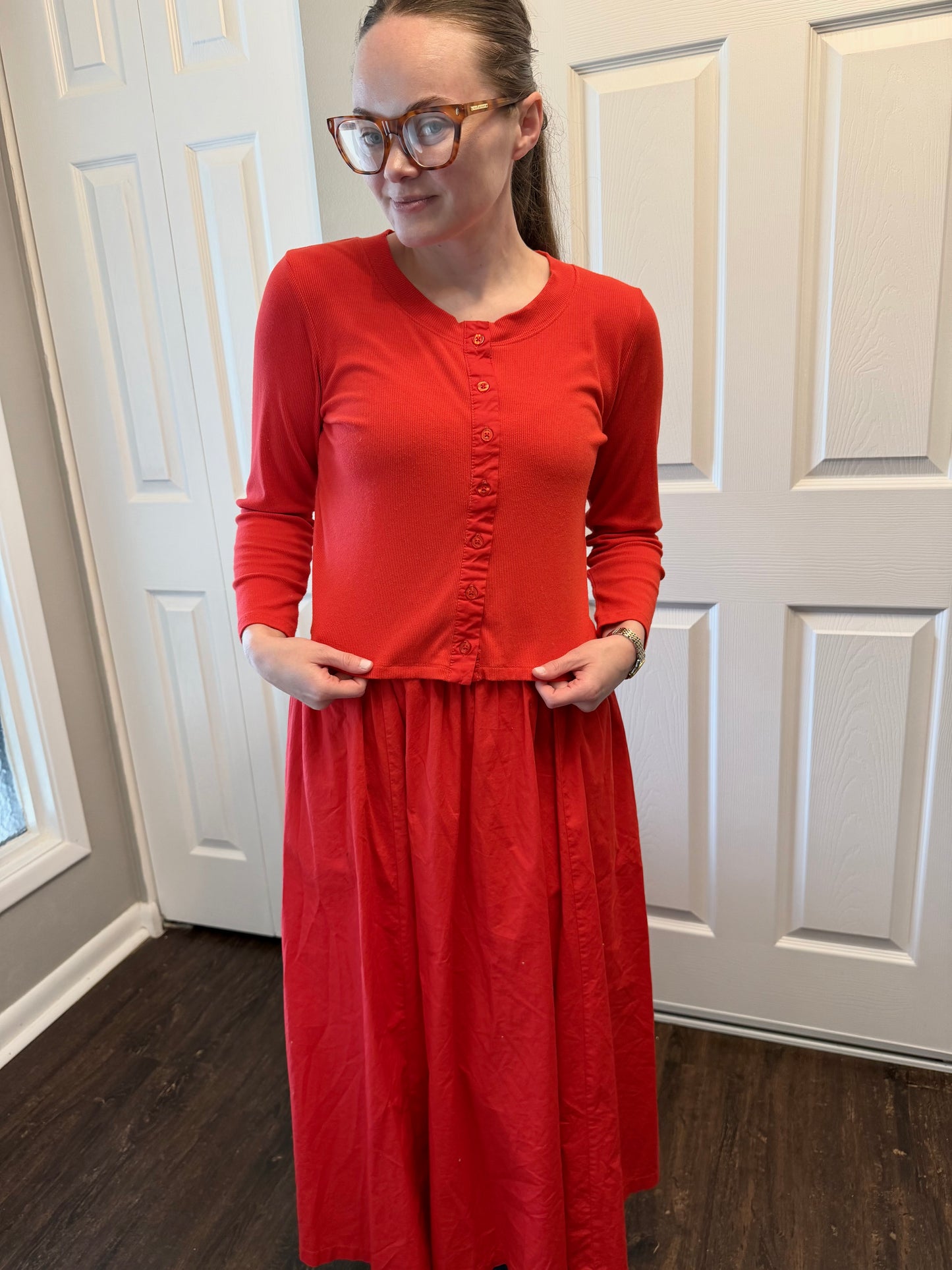 Ashton Cardigan Set in Glazed Cherry
