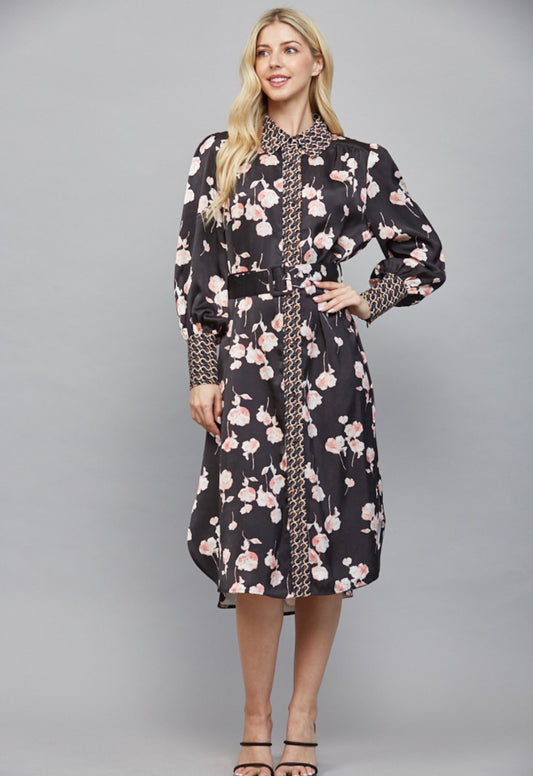 Midnight Peonies Dress