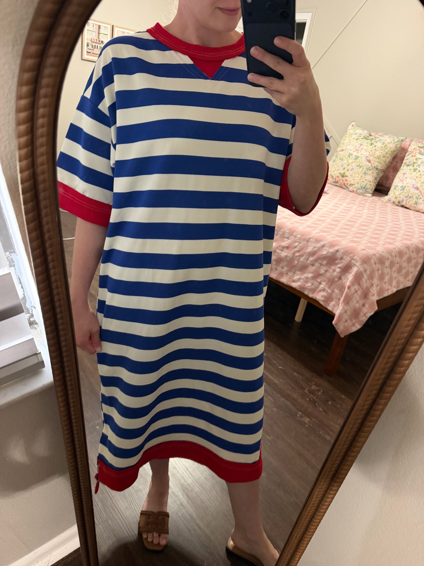 American Girl Blue Striped Midi Dress