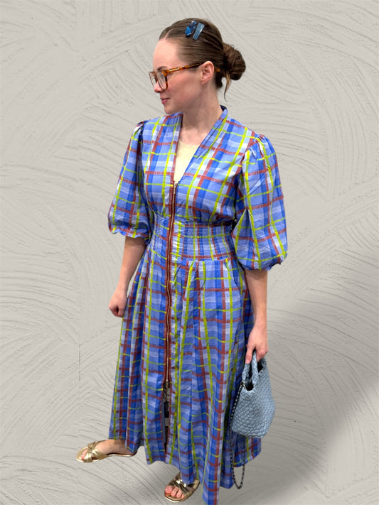 Eclectic Plaid Zip Front Dress