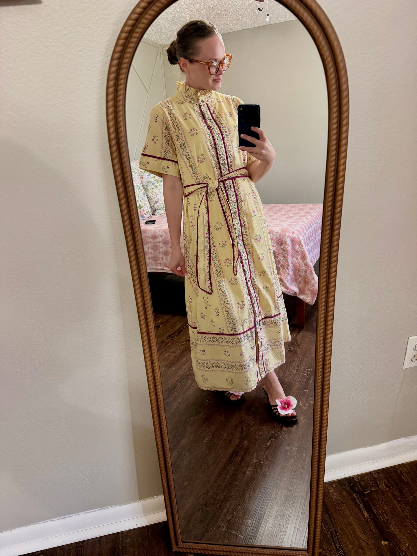 In Full Bloom Ecru Midi Dress