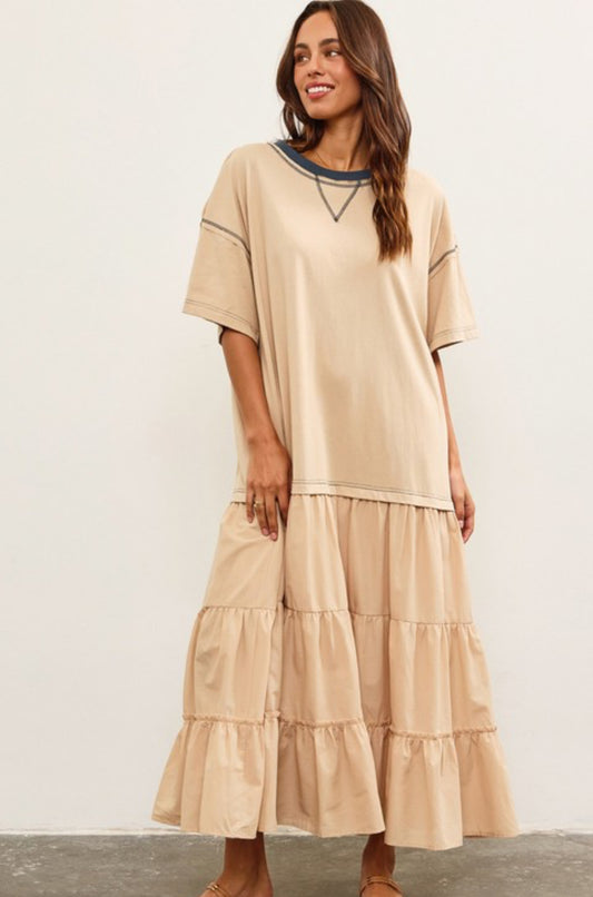 Drop Speed Twofer Dress in Sand