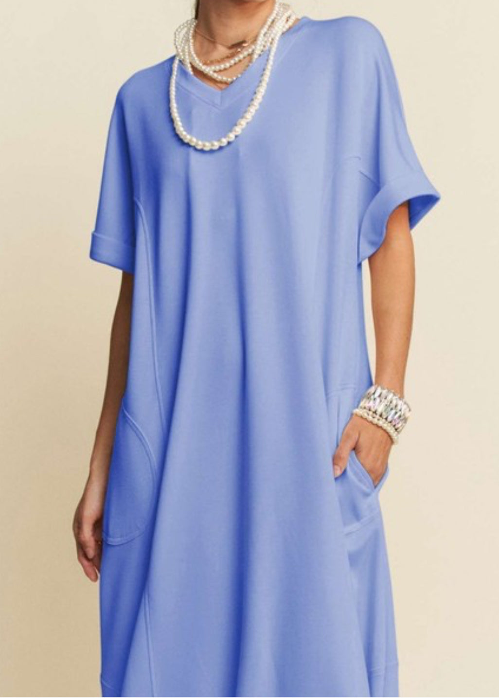 Scuba Shift Dress in Sky