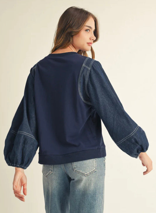 Denim Duo Textured Top