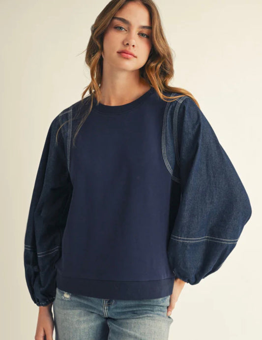 Denim Duo Textured Top